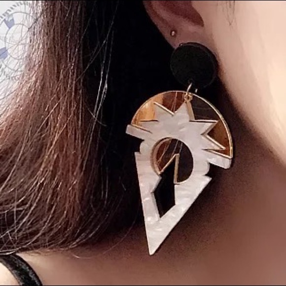 Art Deco Mirrored Earrings - Picture 6 of 7